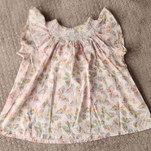 Mini Boden butterfly print, flutter sleeve blouse girls size 12